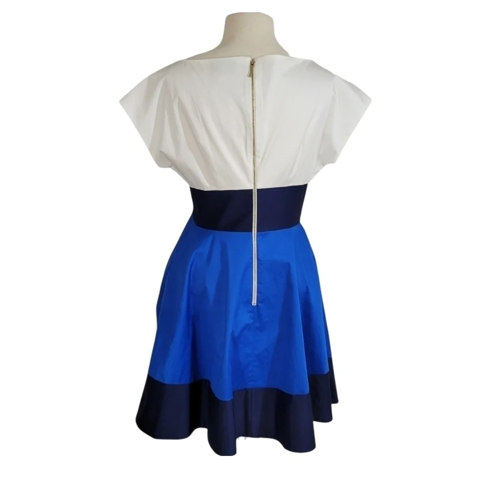 Kate Spade Fiorella Blue & White Colorblock Cupcake Dress